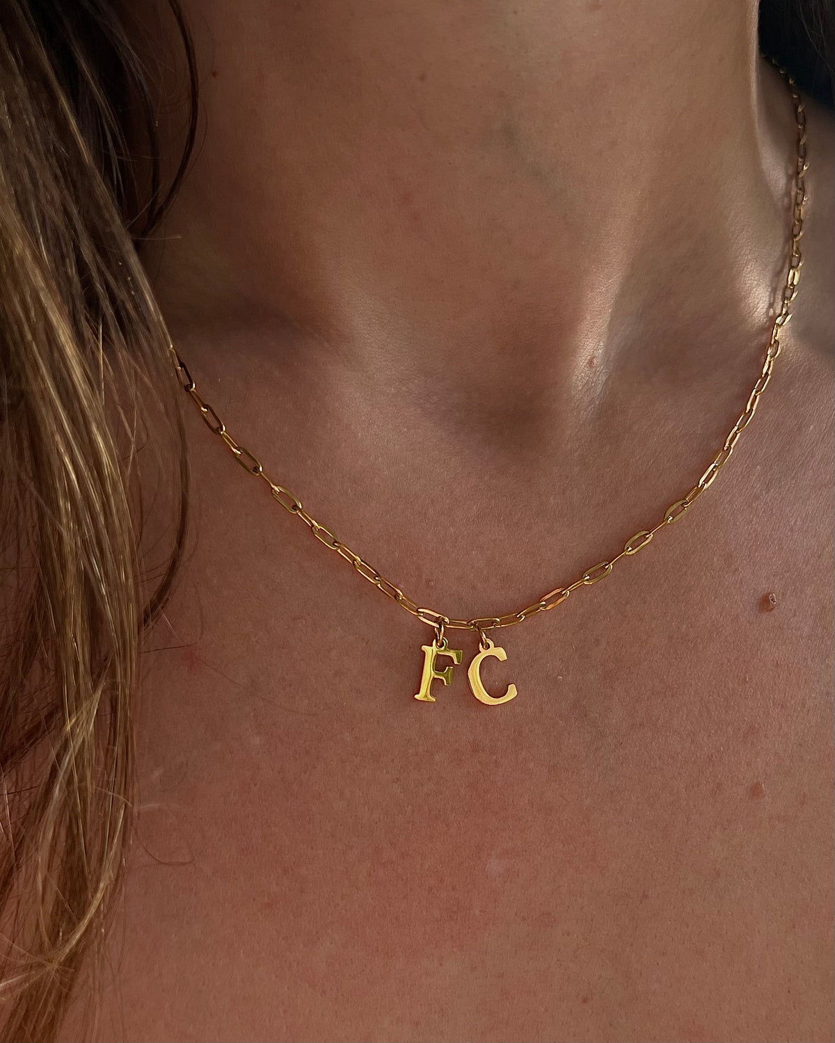 Double Initial Cable Necklace