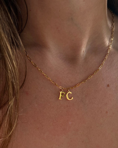 Double Initial Cable Necklace