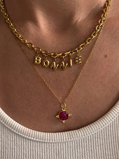 Silver Bubble Letter Name Necklace
