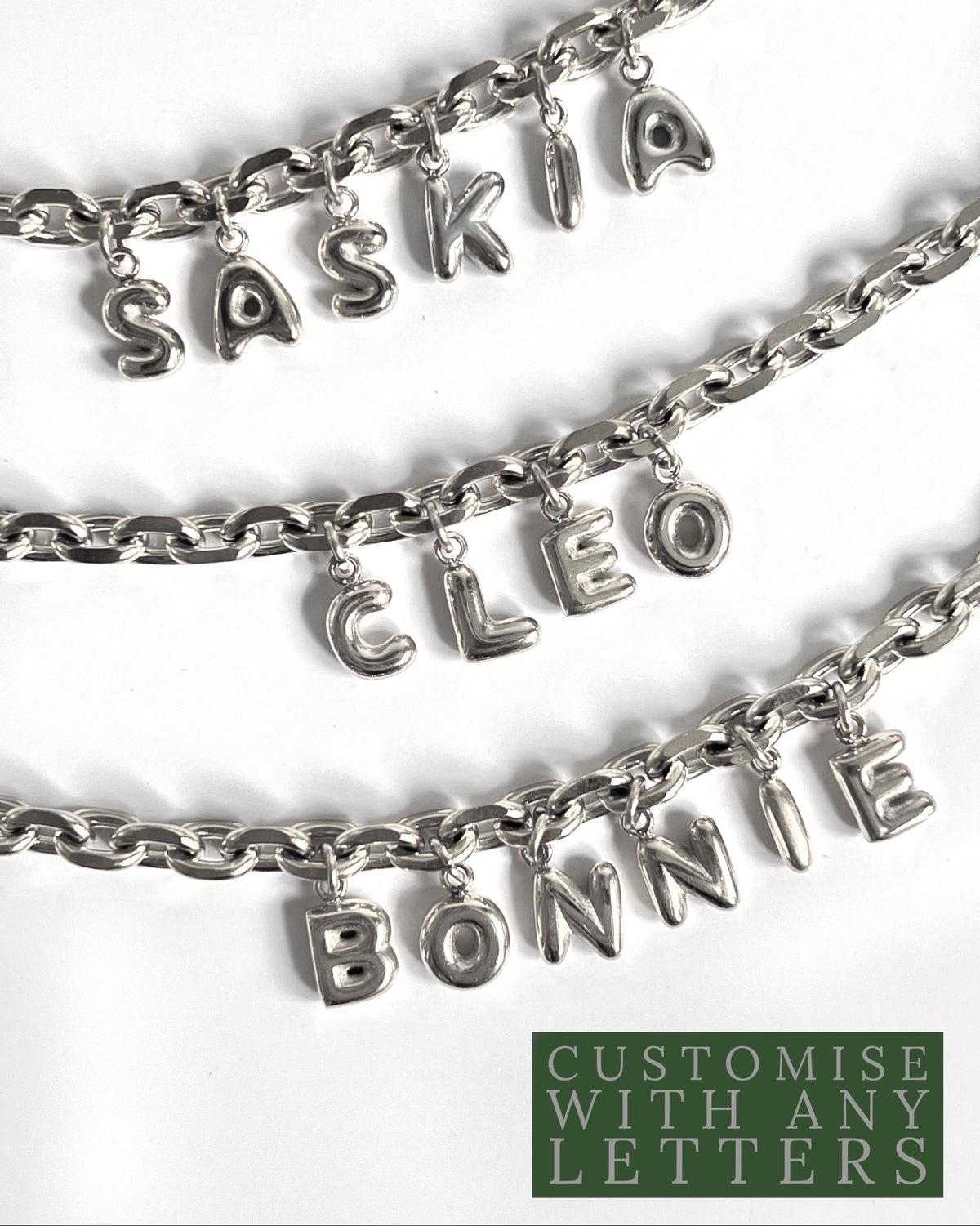 Silver Bubble Letter Name Necklace