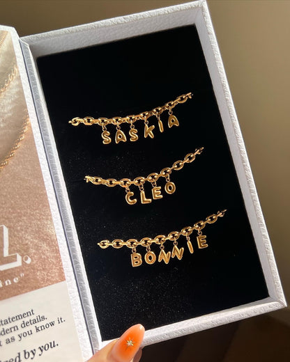 Silver Bubble Letter Name Necklace