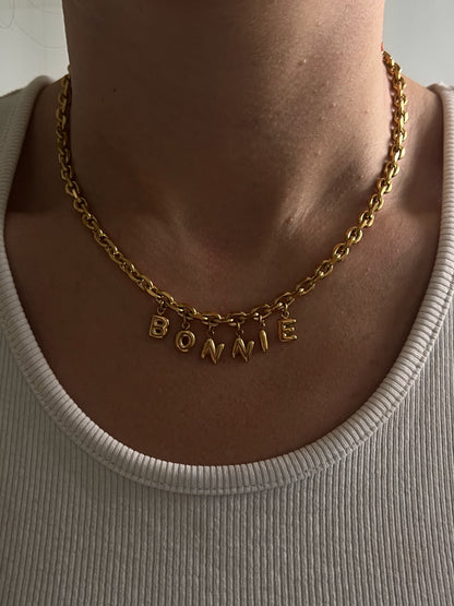Silver Bubble Letter Name Necklace