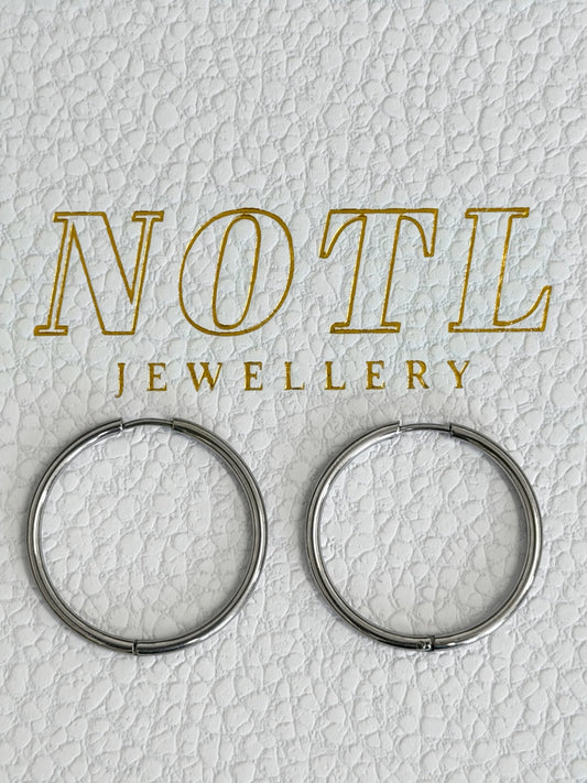 30mm silver hoops