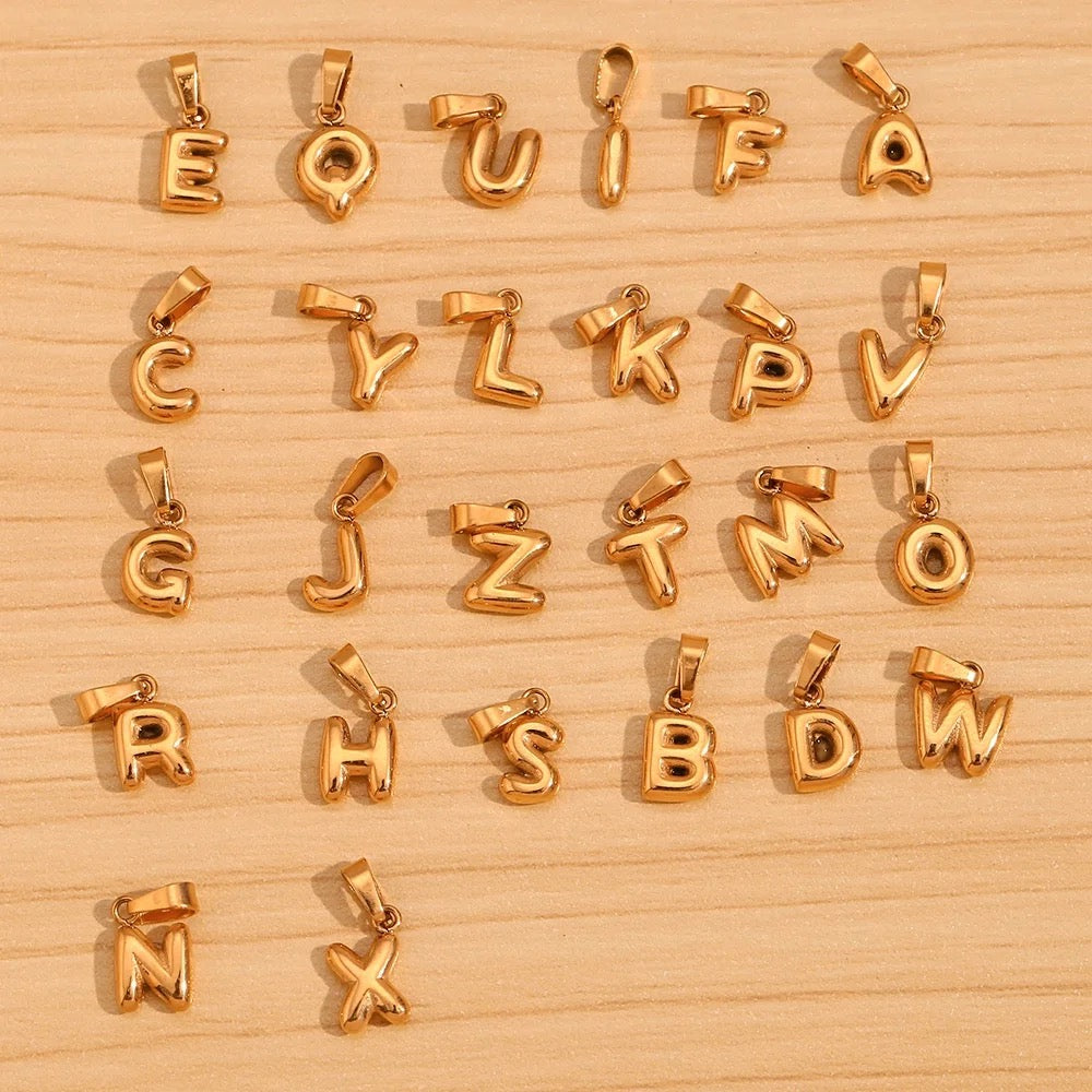 Tiny bubble initial necklace