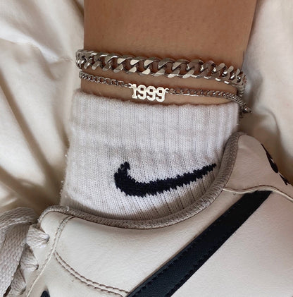 Birth date anklet stainless steel