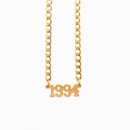 Birth Date Collar in Gold